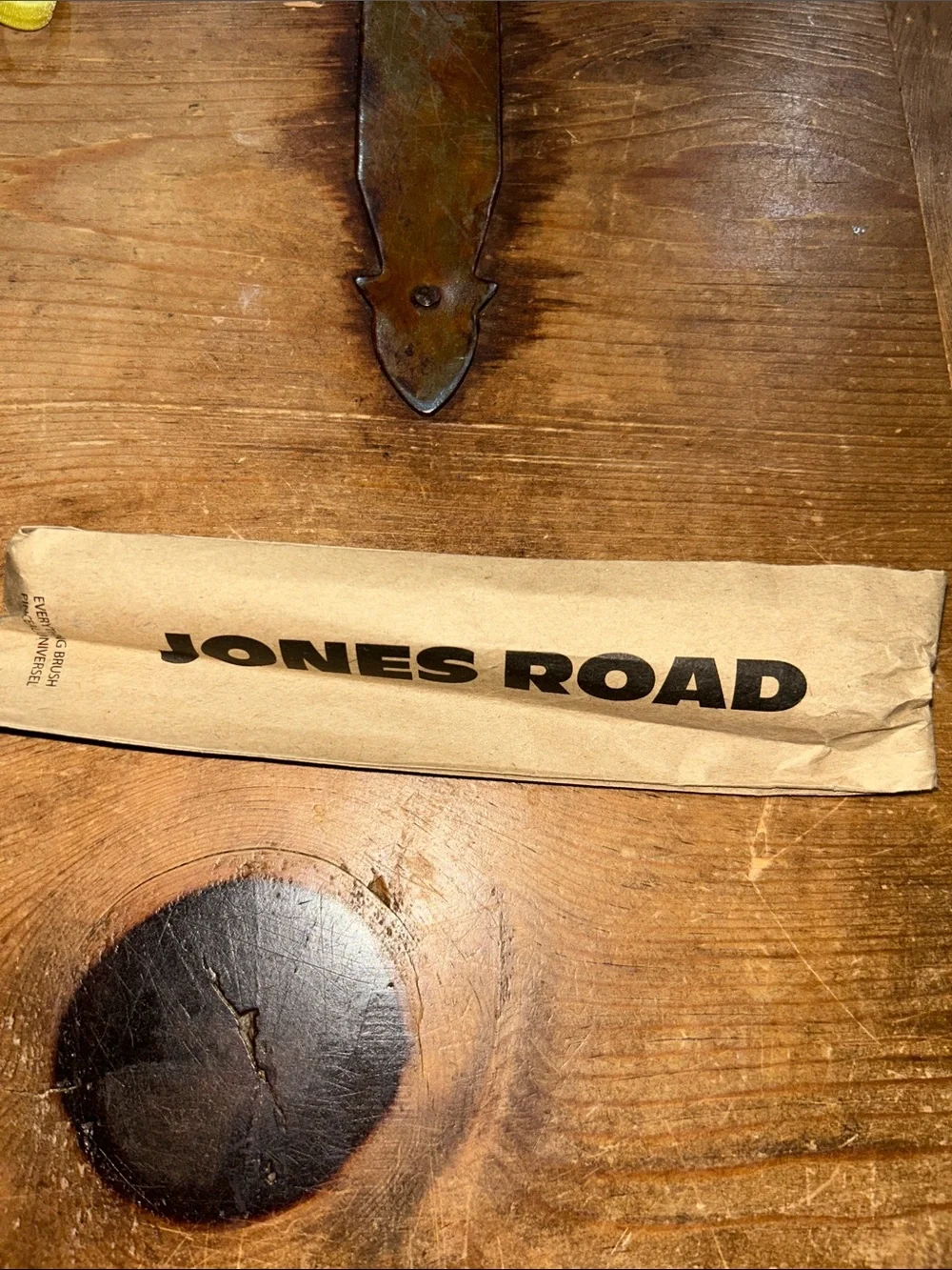 Jones Road Multi-Use Makeup Everything Brush - White Handle with Silver Ferrule